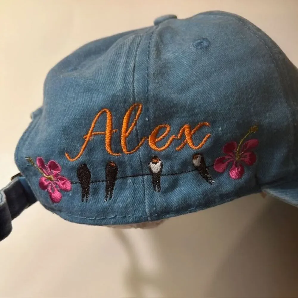 Fifi Kids Poodle Custom Adjustable Dog Cap‎ Alex Hand Embroidered 100% Cotton